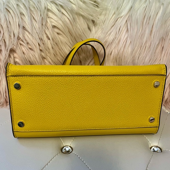 Kate Spade Sam Vibrant Canary Yellow Medium Pebbled Leather Satchel w/Pouch - Picture 8 of 16
